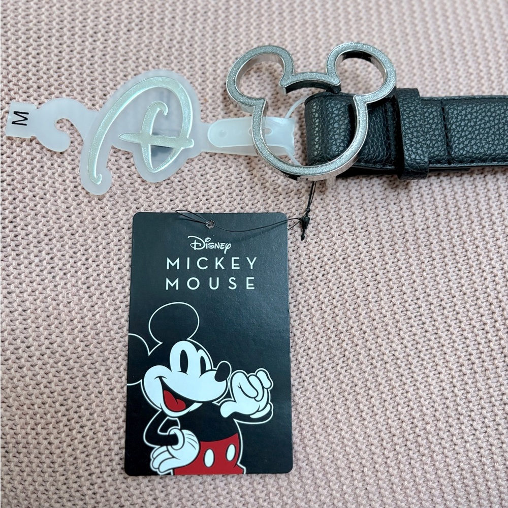 Disney Mickey Mouse Black Belt with Silver Mickey Buckle
